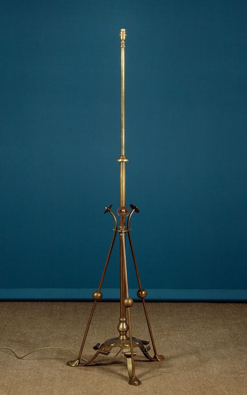 Adjustable Arts & Crafts Brass Floor Lamp C.1900