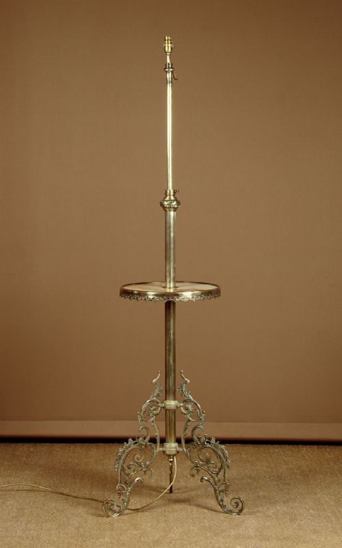 Brass Standard Lamp & Wine Table C.1890