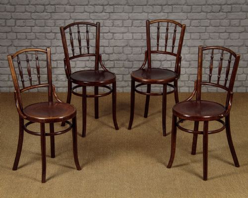 Four Bentwood Bistro Chairs by Fischel C.1910