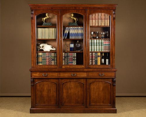 Mahogany Three Door Library Bookcase C.1860