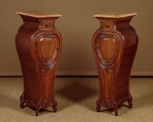 Pair of Tall Art Nouveau Pedestal Cabinets C.1900