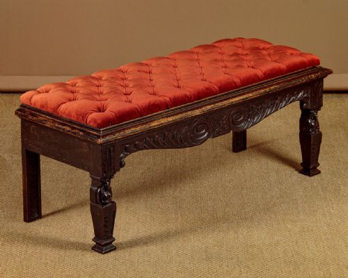 Carved Oak Window Seat C.1880