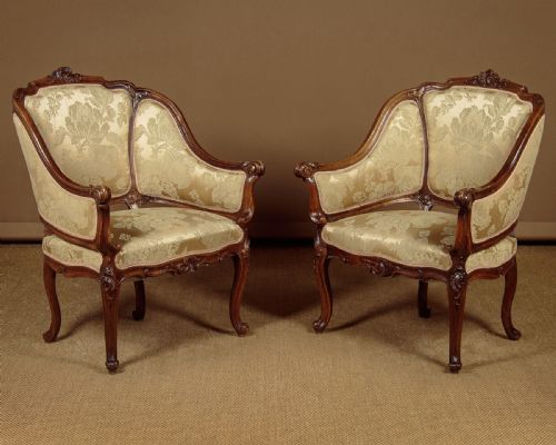 Pair of Walnut Armchairs C.1860