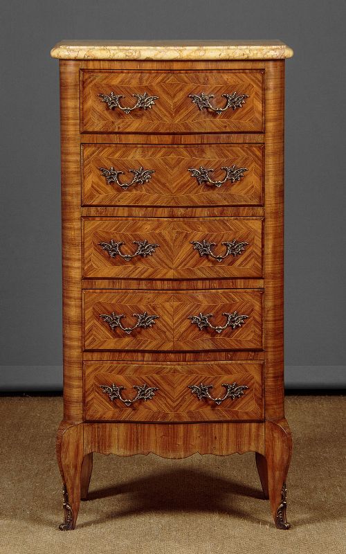 Narrow Marble Top Chest of Drawers C.1930