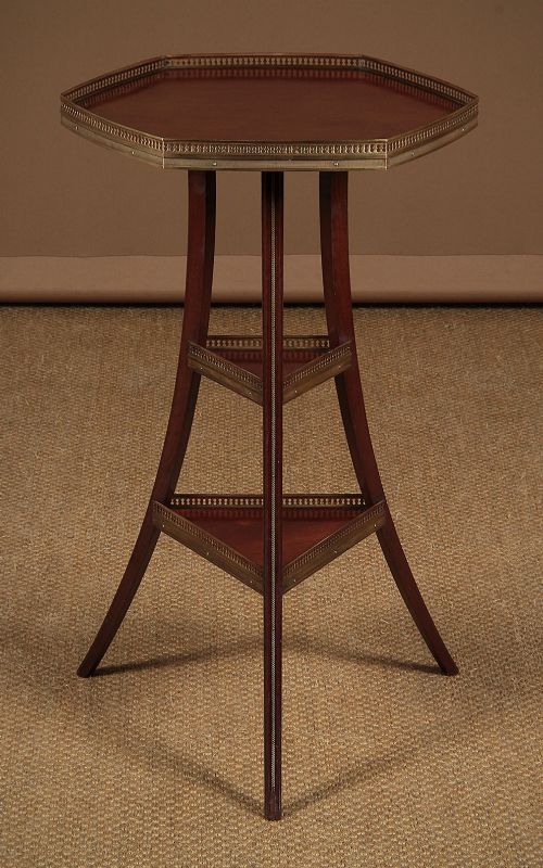 Three Tier Brass & Mahogany Wine Table C.1910