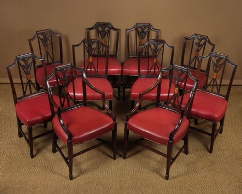 10 Hepplewhite Style Dining Chairs C.1910
