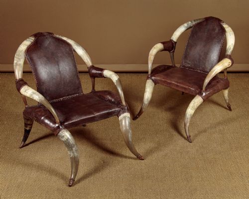 Pair of Cattle Horn Armchairs C.1930