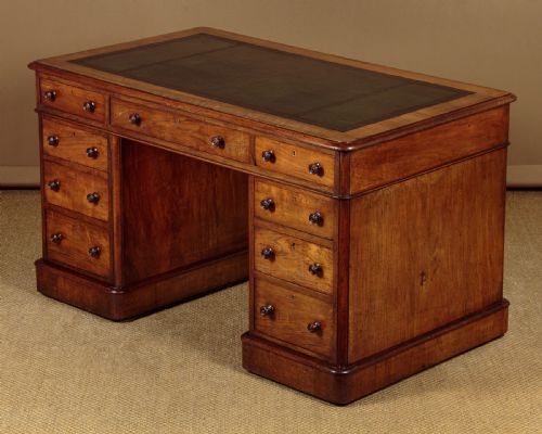 Large Walnut Pedestal Desk C.1870