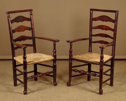 Pair of Ladderback Armchairs C.1840