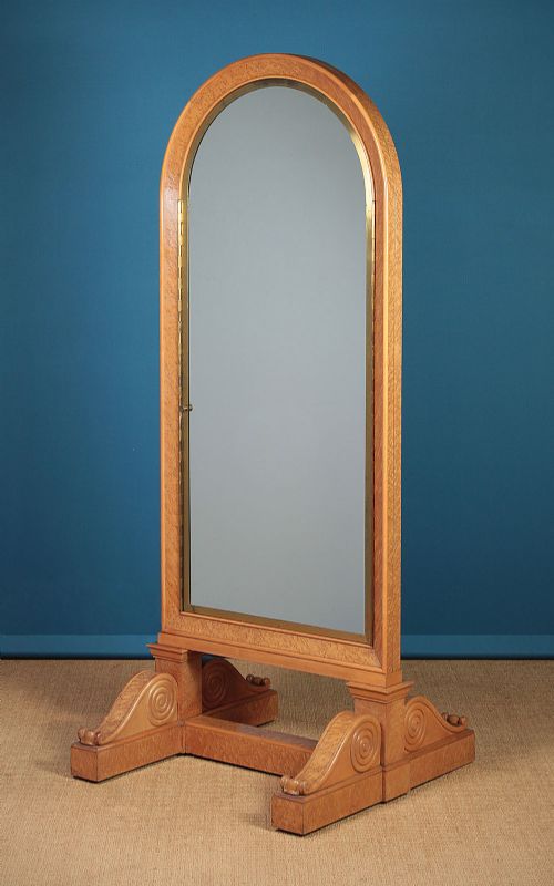 Folding Triple Plate Cheval Dressing Mirror with Maple Frame C.1870.