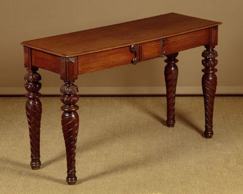 Slim Oak Side Table with Carved Legs C.1870