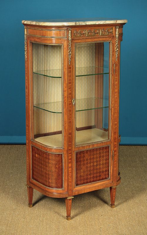 Small Brass Mounted & Parquetry Vitrine C.1910