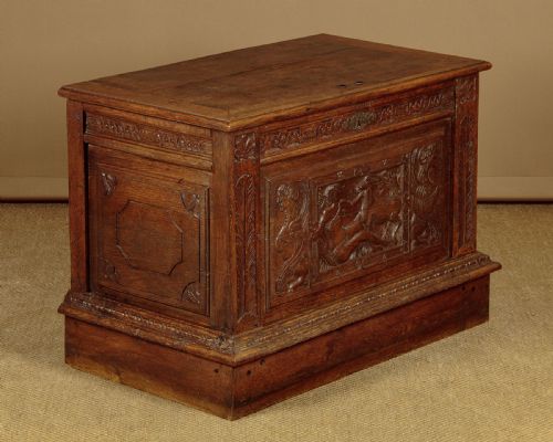 16th.c. Style Carved Oak Coffer C.1880