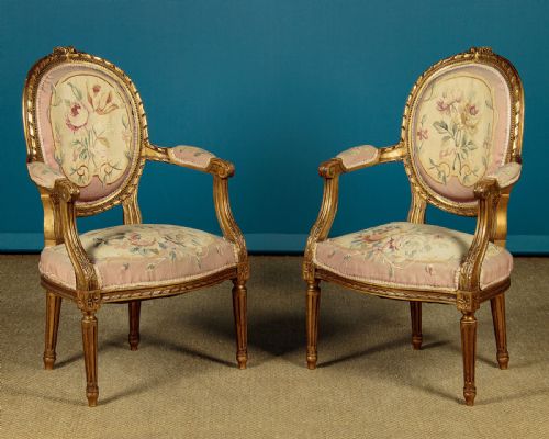 Pair of Gilded Armchairs C.1900