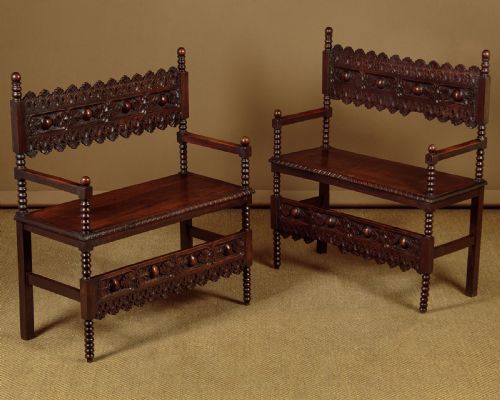 Pair of Small Carved Benches C.1880