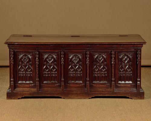 Large Gothic Oak Coffer C.1880