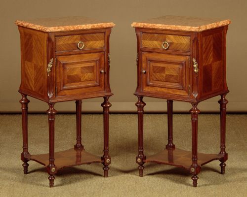 Pair of Marble Top Bedside Cabinets C.1920