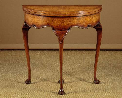 Burr Walnut Fold-over Games Table C.1930
