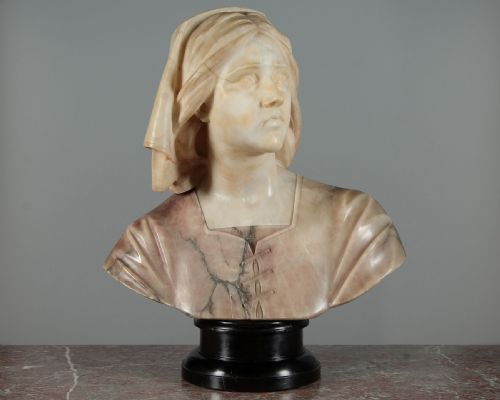 Large Italian Marble Bust of Joan of Arc C.1900
