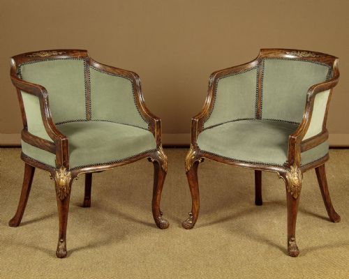 Pair of Walnut Armchairs C.1930