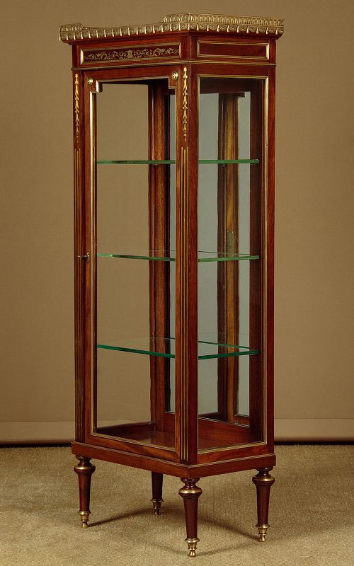 Narrow Brass Inlaid Vitrine C.1910