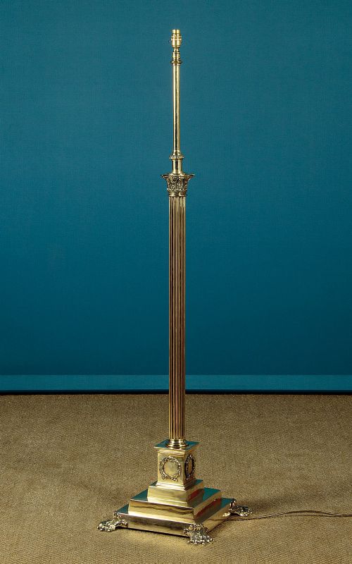 Adjustable Brass Column Standard Lamp C.1900
