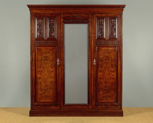 Walnut Wardrobe by Shapland & Petter of Barnstaple C.1890