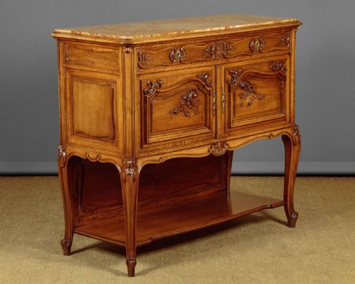 Walnut & Marble Top Side Cabinet by Schmit of Paris C.1890