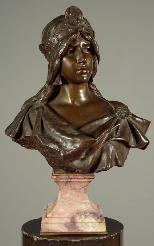 Large Art Nouveau Bronze Bust by Emmanuel Villanis C.1900