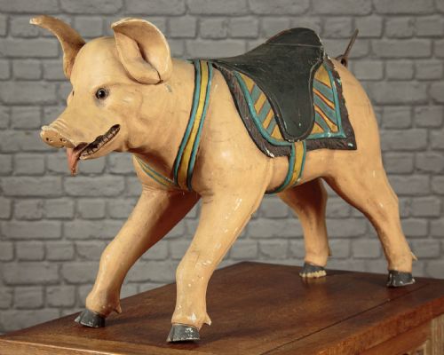 French Fairground Carousel Pig C.1910