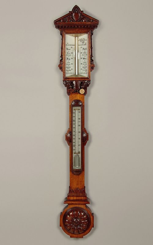 Carved Oak Barometer C.1870