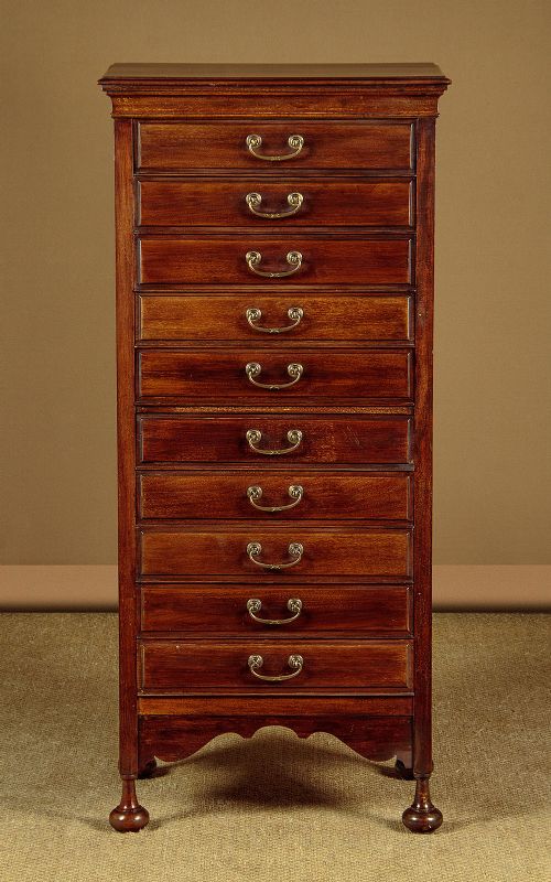 Narrow Mahogany Filing Cabinet C.1910