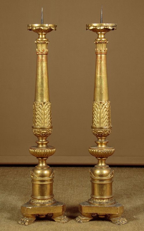 Very Tall Pair of Giltwood Candle Sticks C.1830