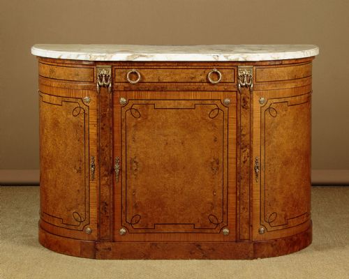 Bow Front Marble Top Side Cabinet C.1930