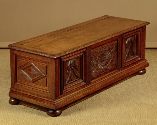 Carved Oak Coffer or Box Seat C.1890