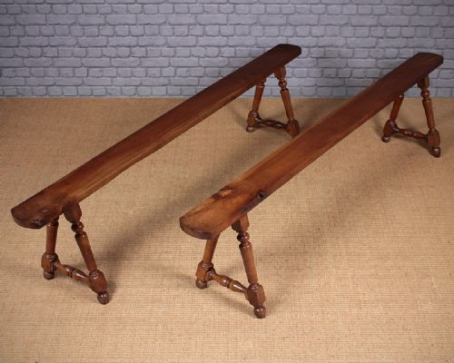 Pair of Long Cherrywood Benches C.1880.