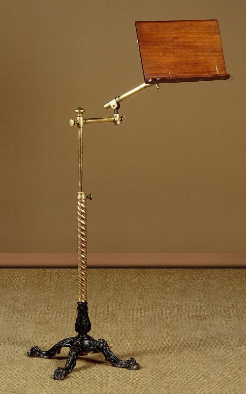 Adjustable Brass & Mahogany Reading Stand C.1860.