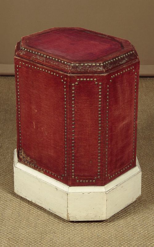 Red Velvet Sculpture Pedestal with Revolving Top C.1900
