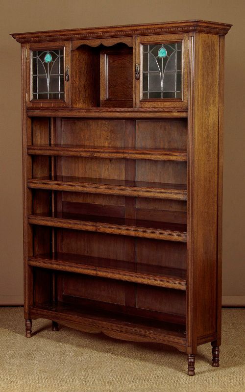 Large Arts & Crafts Open Oak Bookshelves C.1900