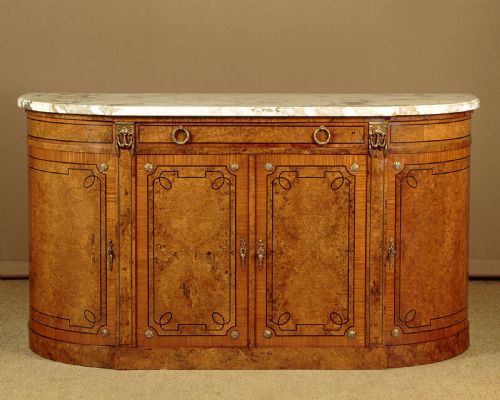 Bow Front Marble Top Sideboard C.1930
