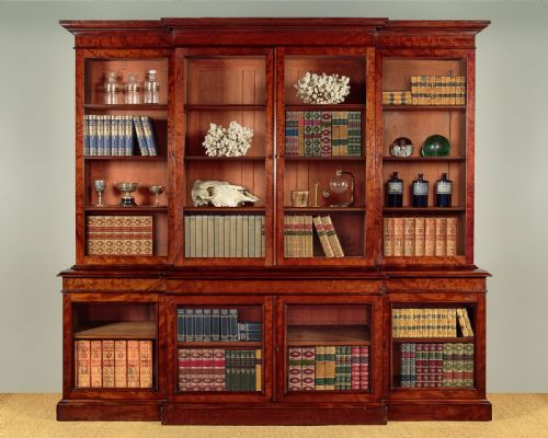 Large Breakfront Mahogany Library Bookcase