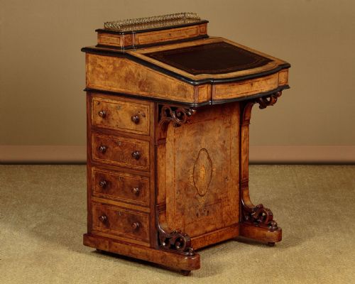 Burr Walnut Davenport Writing Desk C.1860
