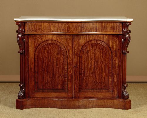 Serpentine Marble Top Mahogany Chiffonier Side Cabinet C.1860