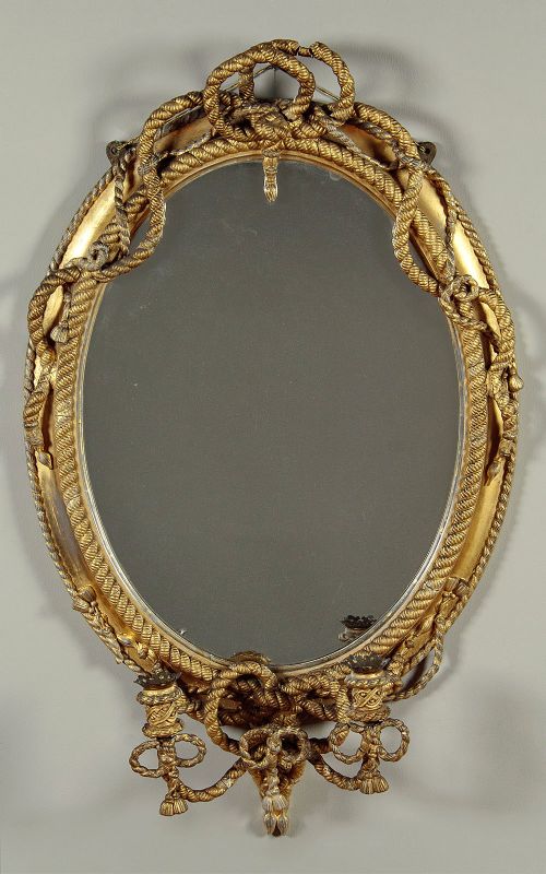 Distressed Gilt Gesso Wall Mirror by Charles Nosotti C.1860