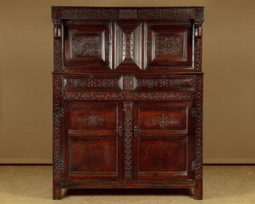 Carved Oak Court Cupboard Dated 1701