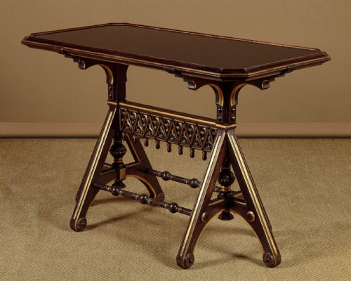 Walnut & Gilt Gothic Revival Side Table C.1890