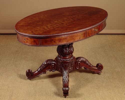 Plumb Pudding Mahogany Table with Four Drawers C.1870