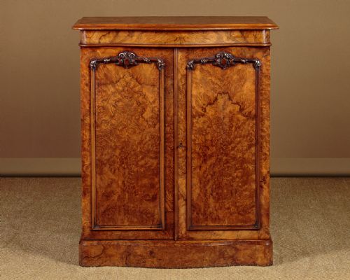 Small Burr Walnut Side Cabinet C.1860