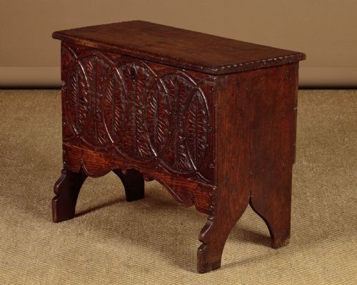 Small 17th.c. Carved Oak Box Stool C.1640