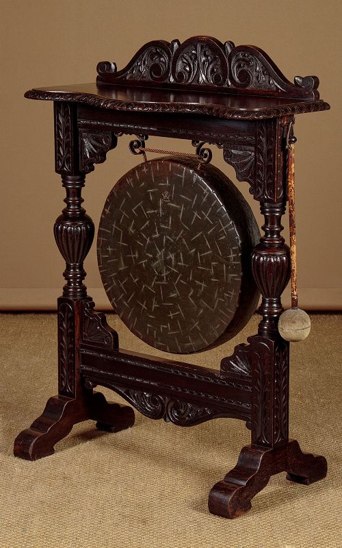 Dinner Gong on a Carved Oak Stand C.1890